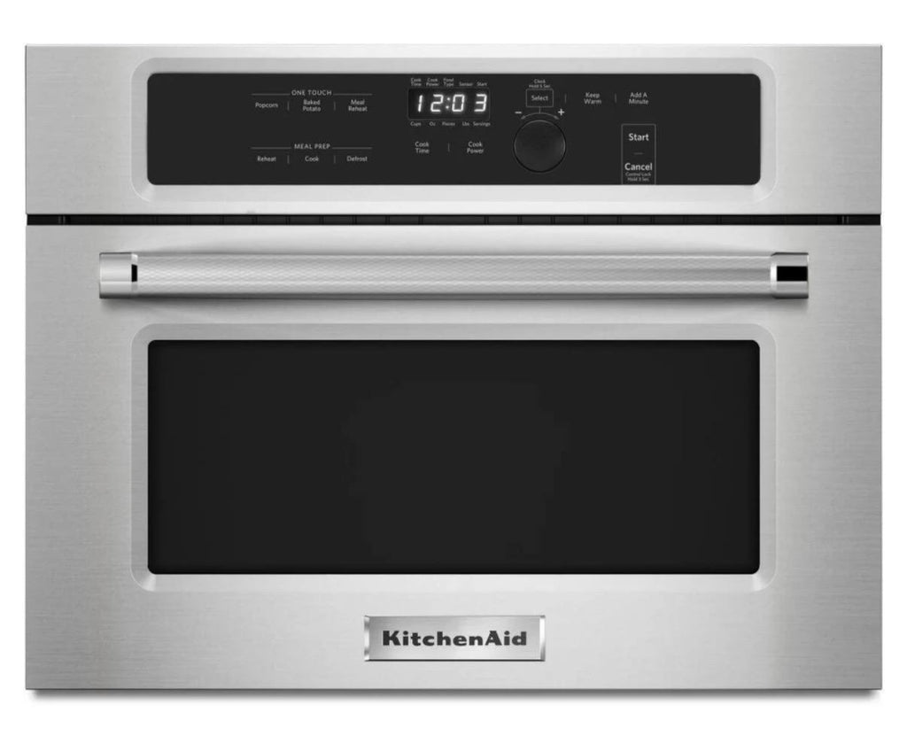 KitchenAid KMBS104ESS 24 Inch Built-In Microwave Oven with 1.4 cu. ft. Capacity, 1000 Watt Cooking, Stainless Steel Cavity, Halogen Interior Light, Clock, Precision Touch Controls, Keep Warm, Popcorn, Baked Potato