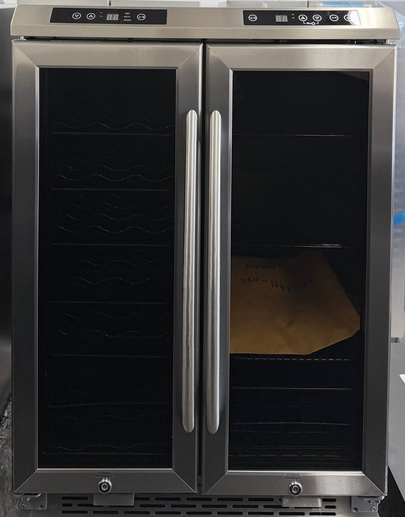 Avanti WBV19DZ 24 Inch Undercounter Side by Side Dual Zone Wine/Beverage Cooler with 19 Wine Bottles Capacity, LED Lighting, Security Lock, Auto-Lock Controls and Electronic Controls