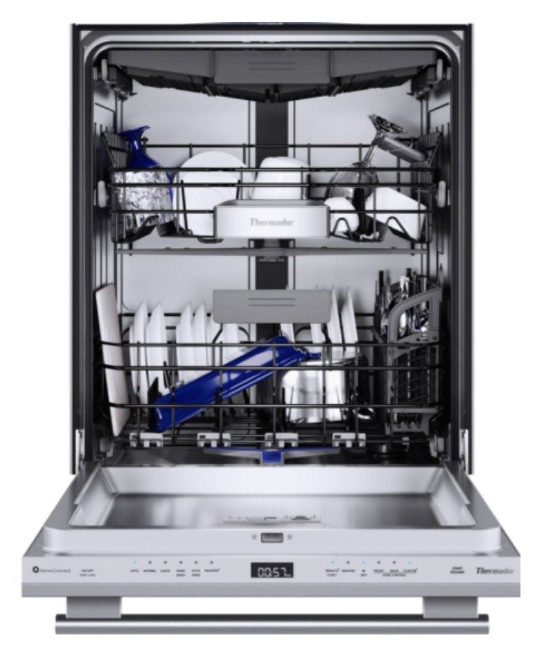 Thermador Sapphire Series DWHD660EFM 24 Inch Fully Integrated Smart Dishwasher with 16 Place Setting Capacity, 9 Wash Cycles, and ZoneControl™ Spray Arm: Stainless Steel - Masterpiece Handle