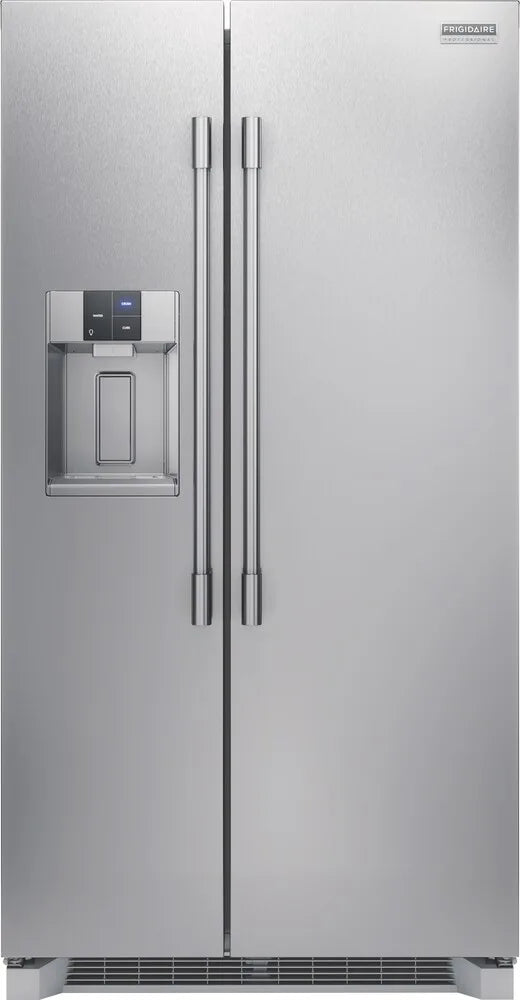 Frigidaire PRSC2222AF 36 Inch Counter Depth Side by Side Refrigerator with 22.3 Cu. Ft. Capacity, EvenTemp™ Cooling, CrispSeal® Plus Crisper, Door Alarm, Ice Maker, External Water Dispenser, PureAir Air Filter, Sabbath Mode, ADA Compliant