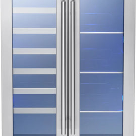 Zephyr PRESRV PRWB24C32BG 24 Inch Refrigerator Beverage & Wine Center with 60 12oz Can Capacity, 21 Wine Bottle Capacity, PreciseTemp™, Gray Glass Shelves, Black Wood Racks, Sabbath Mode, and Star-K Certified