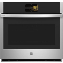 GE Profile PTS9000SNSS 30 Inch Single Smart Electric Wall Oven with 5.0 Cu. Ft. True European Convection Oven, Steam Clean, 10-Pass Bake Element, In-Oven Camera, Air Fry, Precision Cooking, and ADA Compliant: Stainless Steel