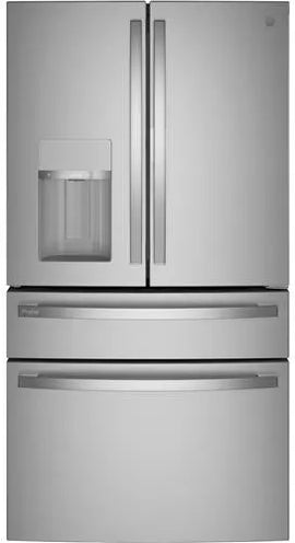 GE Profile PVD28BYNFS 36 Inch 4-Door French Door Smart Refrigerator with 27.9 Cu. Ft. Capacity, Door in Door, Adjustable Temperature Drawer, LED Light Wall, Enhanced Shabbos Mode Capable, WiFi, Filtered Water/Ice Dispenser, and ENERGY STAR® Qualified