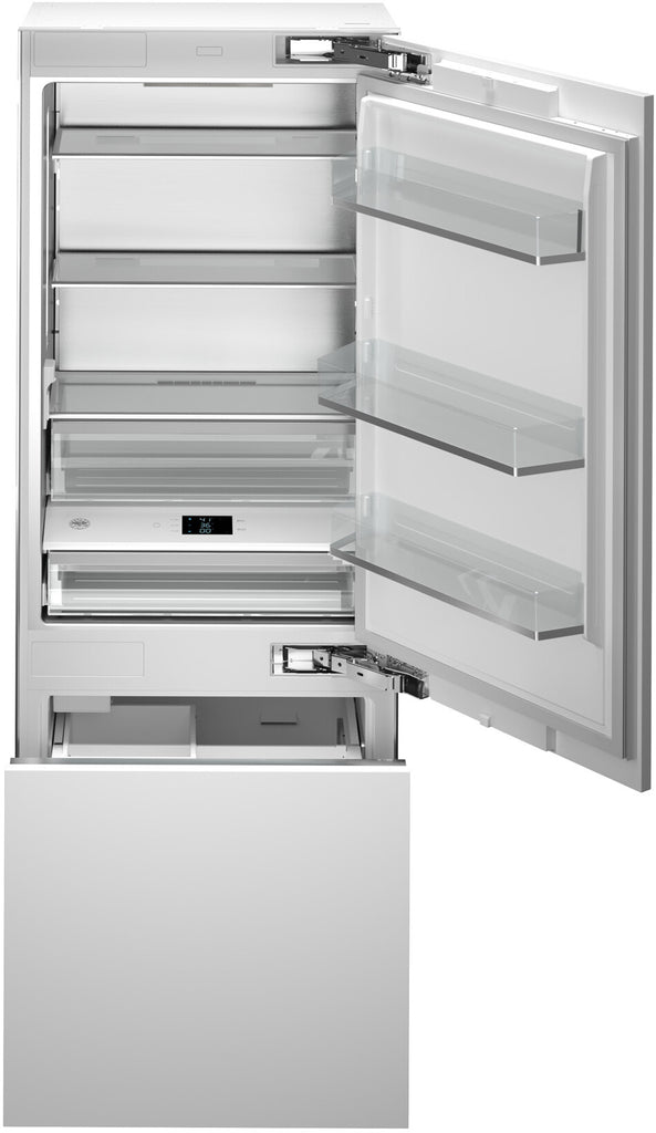 Bertazzoni REF30BMBZPNV 30 Inch Panel Ready Built-In Bottom Mount Refrigerator with 16 Cu. Ft. Total Capacity, Precise Temperature Control, Digital LED Touch Interface, Ice Maker, Internal Water Dispenser, ADA Compliant, and ENERGY STAR® Certified