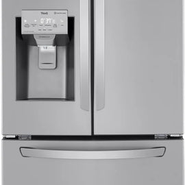 LG LRFXS2503S 33 Inch Smart French Door Refrigerator with 24.5 Cu. Ft. Capacity, Door Cooling+, Smart Diagnosis™, LG ThinQ® App Compatible, Ice Maker, Filtered Water/Ice Dispenser, Sabbath Mode, and Energy Star Qualified: PrintProof™ Stainless Steel