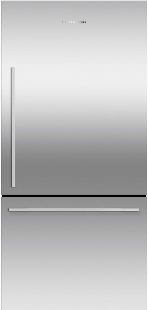 Fisher & Paykel Series 5 Contemporary Series RF170WDRX5N 32 Inch Counter Depth Freestanding Bottom Mount Refrigerator with 17.1 Cu. Ft. Total Capacity, ActiveSmart™, Flexible Storage, Humidity Control, Internal Ice Maker, Sabbath Mode: Stainless Steel
