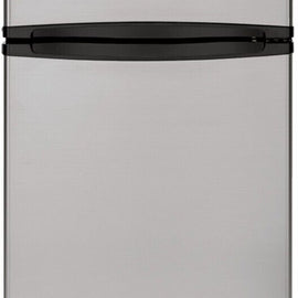 Haier HA10TG21SS 24 Inch Counter-Depth Top Freezer Refrigerator with 9.8 Cu.Ft. Total Capacity, 2 Spill Proof Glass Shelves, Humidity Controlled Crisper, LED Interior Lighting, 2 Freezer Door Bins and ADA Compliance: Stainless Steel