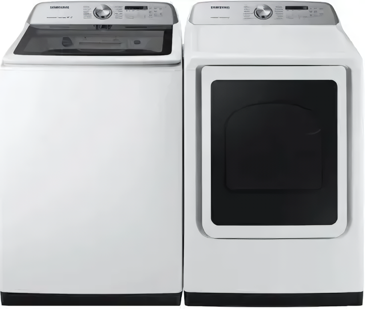 Samsung BESPOKE SAWADRGAW5400 Side-by-Side Washer WA50R5400AW & Dryer DVG50R5400W Set with Top Load Washer and Gas Dryer  White