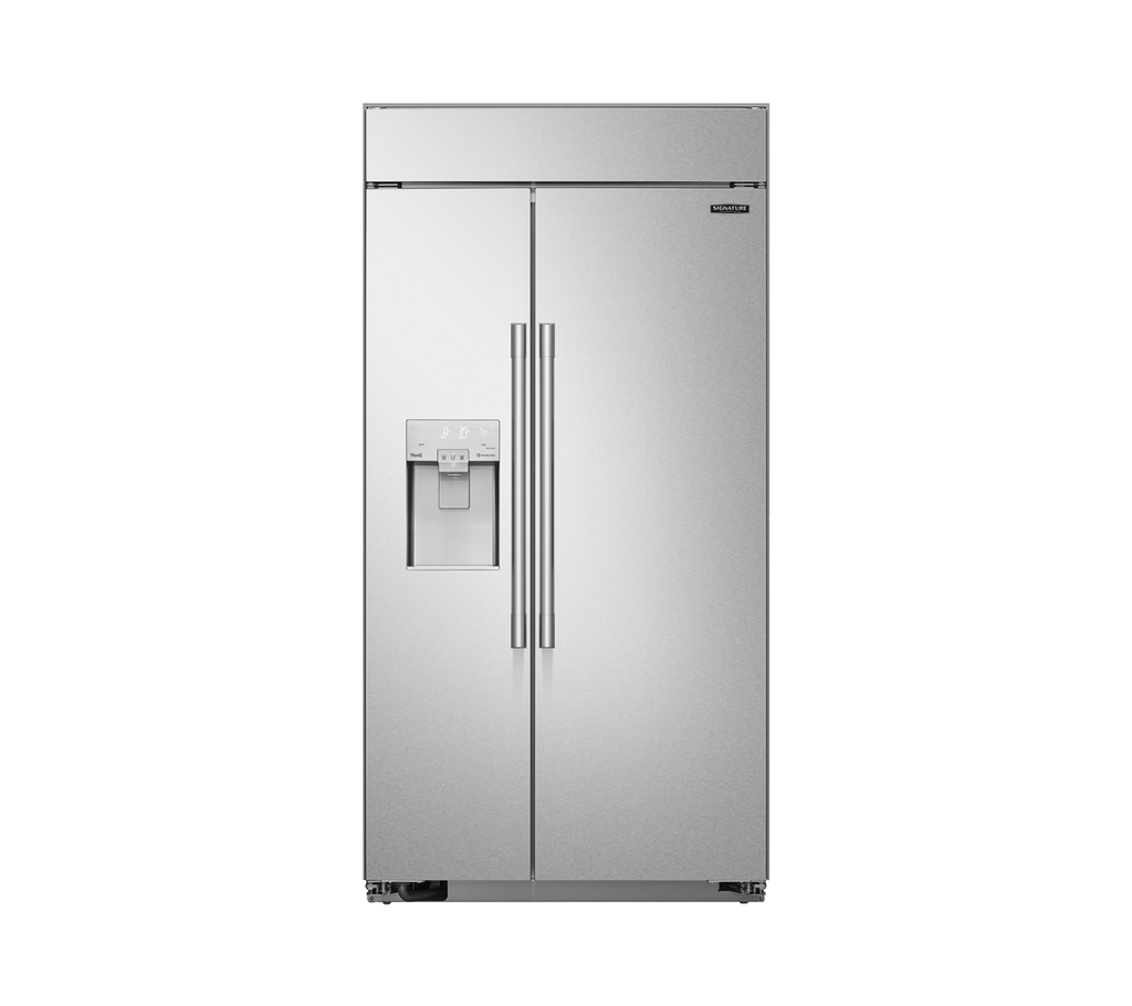 Signature Kitchen Suite SKSSB4202S 42 inch 25.6 cu. ft. Built-In Smart Counter Depth Side-by-Side Refrigerator with External Ice & Water Dispenser - Stainless Steel