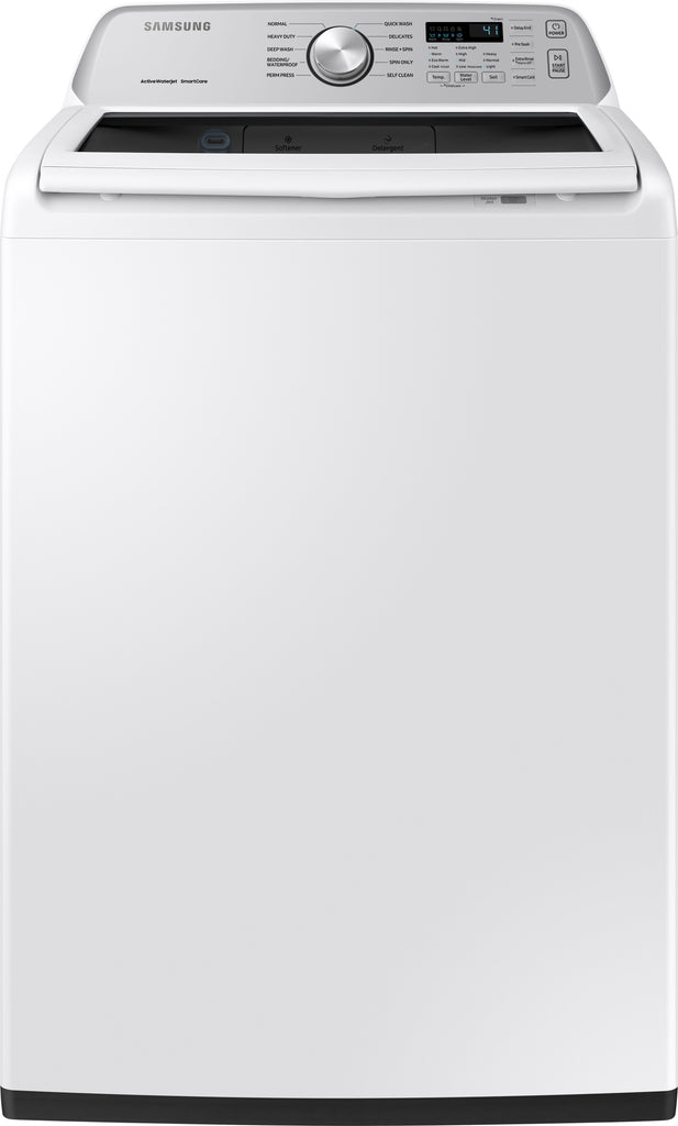 Samsung WA45T3400AW 27 Inch Top Load Washer with 4.5 Cu. Ft. Capacity, Samsung DVG45T3400W 27 Inch Gas Dryer with 7.4 cu. ft. Capacity, white