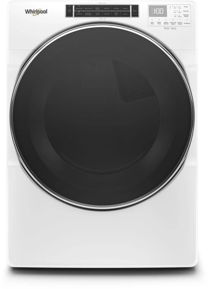 Whirlpool WGD8620HW 27 Inch Gas Dryer with 7.4 Cu. Ft. Capacity, Intuitive Controls, Advanced Moisture Sensing, 37 Dry Cycles, Steam Refresh Cycle, Sanitize Cycle, Wrinkle Shield™ Plus Option, ADA Compliant, and ENERGY STAR® Certified: White