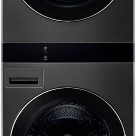 LG WKGX301HBA 27 Inch Smart Gas Single Unit WashTower with 5.0 cu. ft. Washer Capacity, 7.4 cu. ft. Dryer Capacity, AI Sensor Dry, TurboSteam®, Allergiene® Cycle, AI DD® 2.0 Advanced Washing, TurboWash® 360, Touch Electronic Center Control® Panel