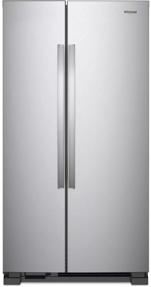 Whirlpool WRS315SNHM 36 Inch Freestanding Side by Side Refrigerator with 25.07 Cu. Ft. Total Capacity, Adjustable Gallon Door Bins, LED Interior Lighting, Hidden Hinges, Frameless Glass Shelves, and Optional Icemaker: Monochromatic Stainless Steel