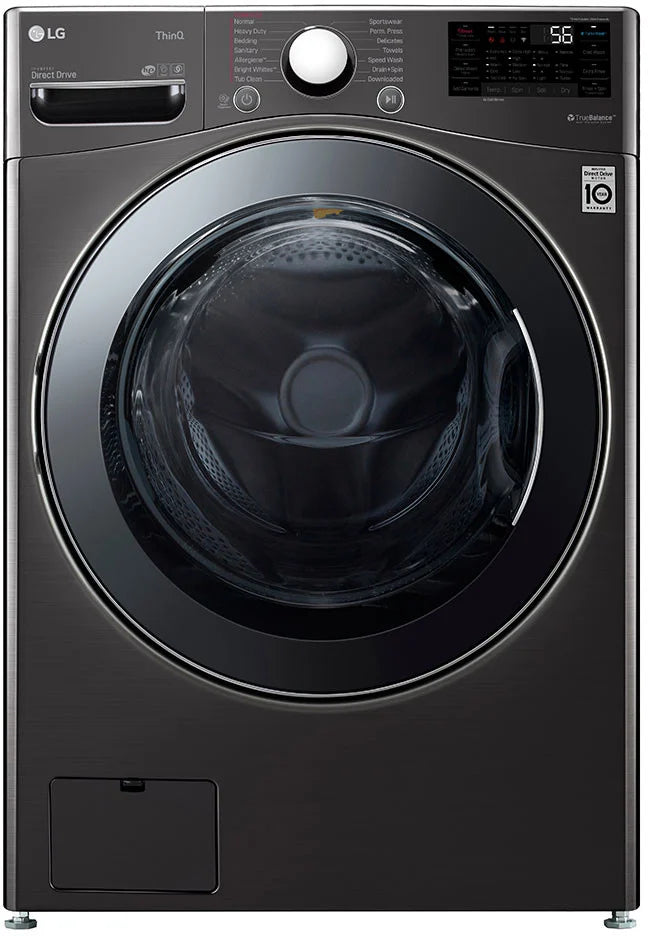 LG WM3998HBA 27 Inch Front Load Smart Washer/Dryer Combo with 4.5 cu.ft. Capacity, TurboWash®, 6Motion™, Allergiene™, ColdWash™, 14 Wash Cycles, Ventless Drying, and Steam Cycle: Black Steel