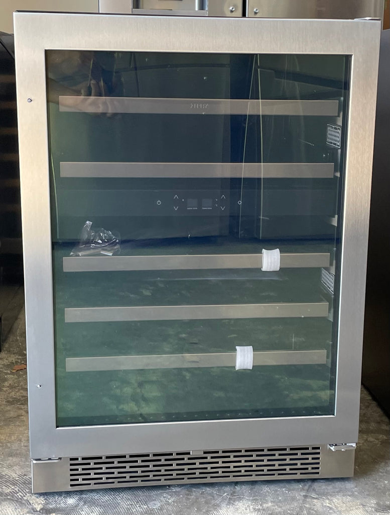 Zephyr PRESRV PRW24C02BG 24 Inch Dual Zone Wine Cooler with 45 Bottle Capacity, PreciseTemp™, Active Cooling, Vibration Dampening, 5 Full-Extension Wood Racks, Dual-Pane Glass Door, 3-Color LED, Touch Controls, Sabbath Mode, and Star-K Certified