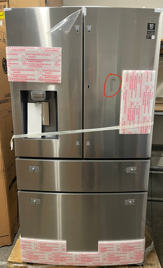 Samsung RF28R7351SR 36 Inch French Door Refrigerator with 28 Inch Cu. Ft. Total Capacity, Food Showcase, FlexZone Drawer, AutoFill Pitcher, Fingerprint Resistant Finish, Wi-Fi, Adjustable Shelves, High-Efficiency LED, Twin Cooling Plus: Stainless Steel