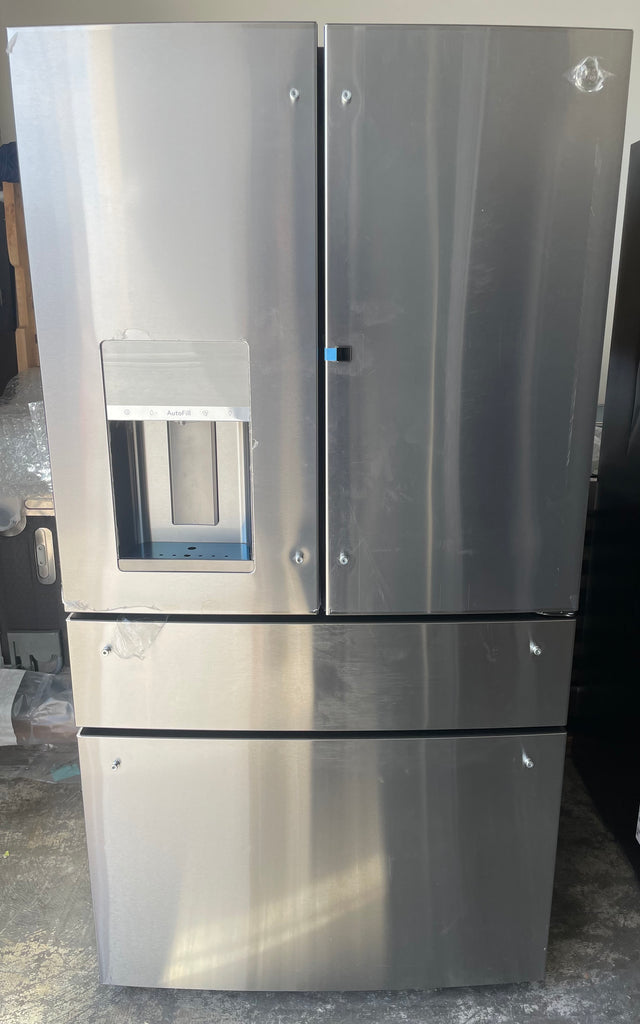 GE Profile PVD28BYNFS 36 Inch 4-Door French Door Smart Refrigerator with 27.9 Cu. Ft. Capacity, Door in Door, Adjustable Temperature Drawer, LED Light Wall, Enhanced Shabbos Mode Capable, WiFi, Filtered Water/Ice Dispenser, and ENERGY STAR® Qualified