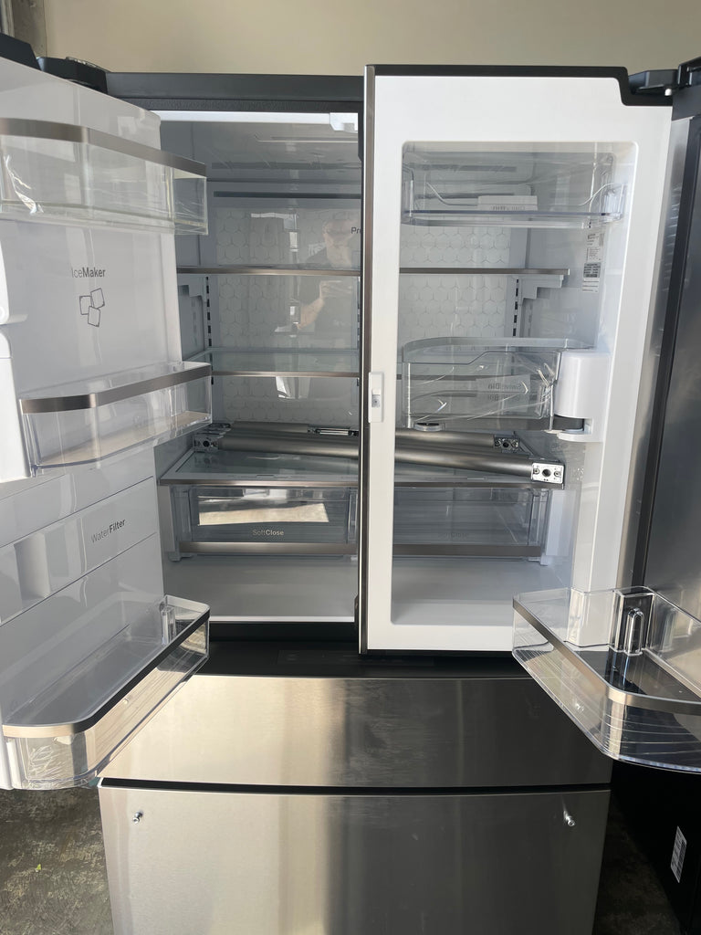 GE Profile PVD28BYNFS 36 Inch 4-Door French Door Smart Refrigerator with 27.9 Cu. Ft. Capacity, Door in Door, Adjustable Temperature Drawer, LED Light Wall, Enhanced Shabbos Mode Capable, WiFi, Filtered Water/Ice Dispenser, and ENERGY STAR® Qualified