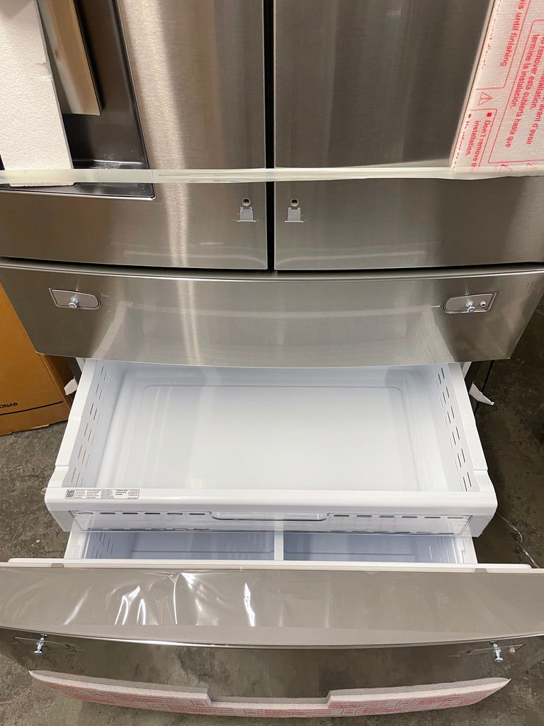 Samsung RF28R7351SR 36 Inch French Door Refrigerator with 28 Inch Cu. Ft. Total Capacity, Food Showcase, FlexZone Drawer, AutoFill Pitcher, Fingerprint Resistant Finish, Wi-Fi, Adjustable Shelves, High-Efficiency LED, Twin Cooling Plus: Stainless Steel