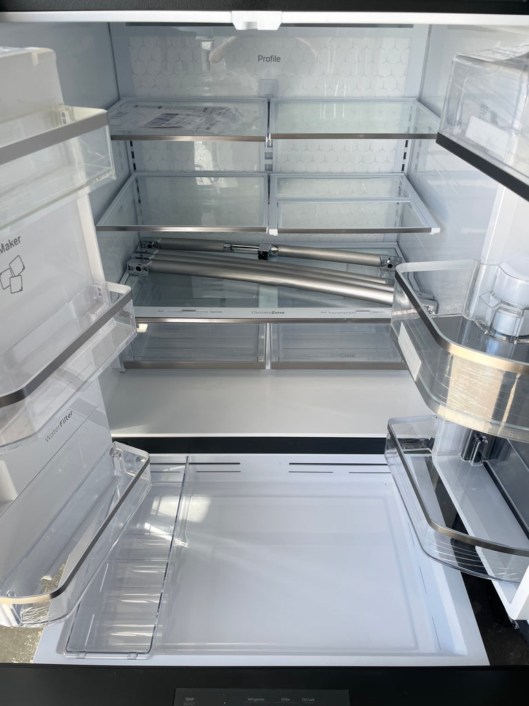 GE Profile PVD28BYNFS 36 Inch 4-Door French Door Smart Refrigerator with 27.9 Cu. Ft. Capacity, Door in Door, Adjustable Temperature Drawer, LED Light Wall, Enhanced Shabbos Mode Capable, WiFi, Filtered Water/Ice Dispenser, and ENERGY STAR® Qualified