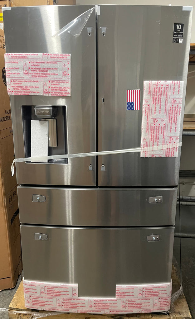 Samsung RF28R7351SR 36 Inch French Door Refrigerator with 28 Inch Cu. Ft. Total Capacity, Food Showcase, FlexZone Drawer, AutoFill Pitcher, Fingerprint Resistant Finish, Wi-Fi, Adjustable Shelves, High-Efficiency LED, Twin Cooling Plus: Stainless Steel