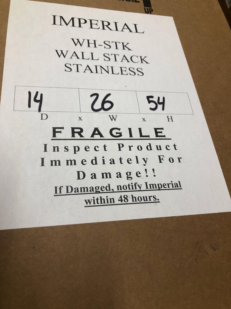 Imperial hood custom duct cover WH- STK. 54”x26”x14”. Stainless steel.