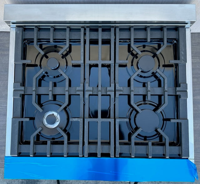 ZLINE RT30 30 Inch Gas Rangetop with 4 Italian Sealed Burners, Continuous Cast Iron Grates, Porcelain Cooktop, Dual Wok, Front Controls, Electronic Spark Ignition, UL Listed, and ETL Certified: Stainless Steel