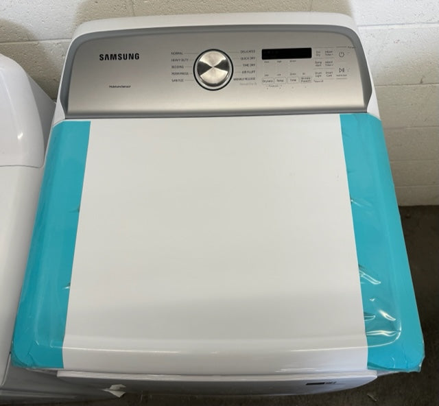 Samsung DVE50R5200W 27 Inch Electric Dryer with 7.4 Cu. Ft. Capacity, Smart Care, Lint Filter Indicator, Reversible Door, 10 Dry Cycles, Sensor Dry, Bedding, Time Dry, Air Fluff, Quick Dry, Sanitize, Wrinkle Release, Damp Alert