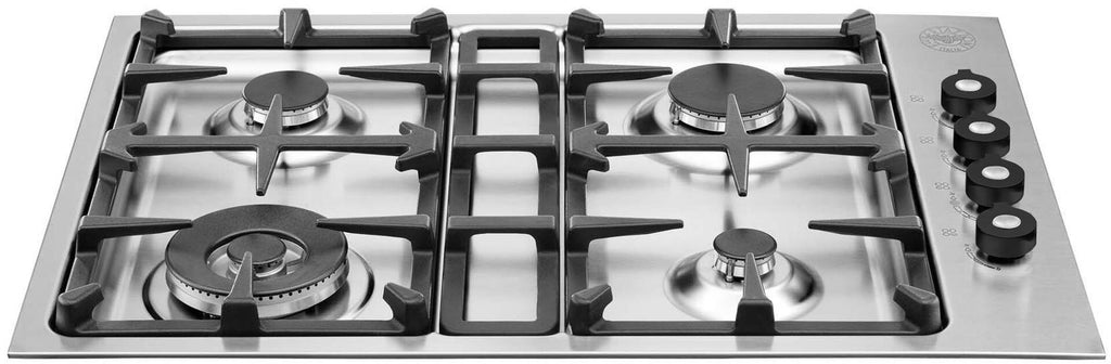 Bertazzoni Professional Series Q30400X 30 Inch Gas Cooktop with 4 Sealed Burners, Continuous Grates, Electronic Ignition and Low Profile Borders: Natural Gas