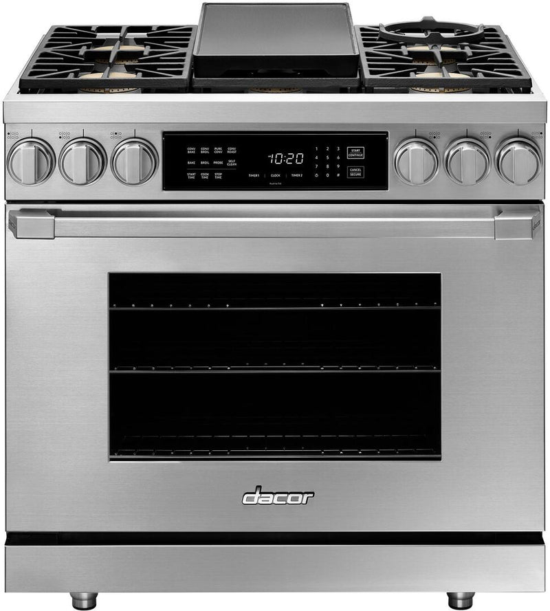 Dacor HDER36SNG Heritage Series 36 Inch Freestanding Dual Fuel Range w –  Appliance Store Discount