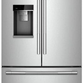 JennAir Rise JFFCC72EHL 36 Inch Freestanding 3-Door French Door Smart Refrigerator with 23.8 Cu. Ft. Capacity, WiFi Connectivity, Exterior Water/Ice Dispenser, Automatic Ice Maker, Child Lock, Fresh Flow Air Filter, Theater LED Lighting, and Sabbath Mode
