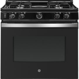 GE JGBS30RETSS 30 Inch Freestanding Gas Range with 4 Sealed Burners, 4.8 cu. ft. Capacity, Broiler Drawer, Simmer Burner, Big View Window, and ADA Compliant