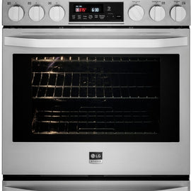 LG Studio LSSG3017ST 30 Inch Slide-In Gas Smart Range with 5 Sealed Burners, 6.3 cu. ft. Oven Capacity, Warming Drawer, ProBake Convection®, Sabbath Mode, EasyClean®, Glass Touch Controls, Wi-Fi Connectivity, Brass Burner: Stainless Steel