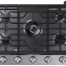 Samsung NA30N6555TS 30 Inch Gas Smart Cooktop with 5 Sealed Burners, Cast-Iron Grates, 19K Power Burner, LED Illuminated Backlit Knobs, Removable Griddle, Ready2Fit™ Guarantee, and ADA Compliant: Stainless Steel