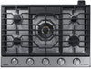 Samsung Chef Collection NA30N9755TS 30 Inch Smart Gas Cooktop with WiFi, Bluetooth, 22K BTU Dual Brass Power Burner, Blue LED Illuminated Knobs, Cast Iron Griddle, Wok Grate, Cast Iron 3-Piece Grates, Sealed Burners,: Stainless Steel